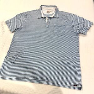 Faherty Blue and White Striped Polo Shirt